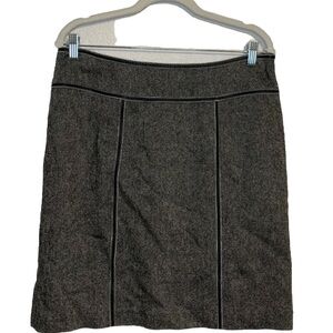 Michael Kors Black Wool Blend Tweed Leather Trim Straight Mini Skirt Dressy 10